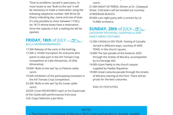 Fiestas in Moraira: "Virgen de Los Desamparados" / "Virgen del Carmen" / "Bous a la Mar" (July 2025)