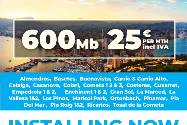 Get Fibre Optic in your home from Calpe Fibre by Telitec