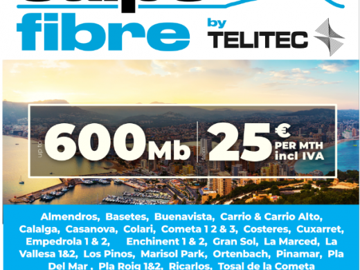 Get Fibre Optic in your home from Calpe Fibre by Telitec