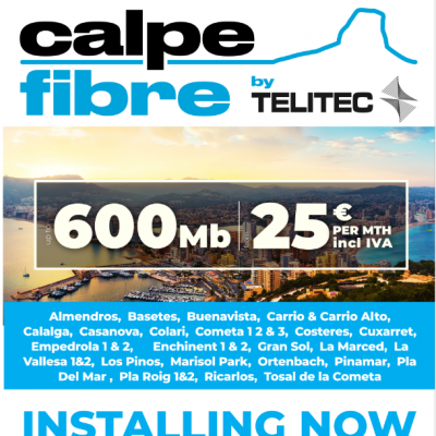 Get Fibre Optic in your home from Calpe Fibre by Telitec