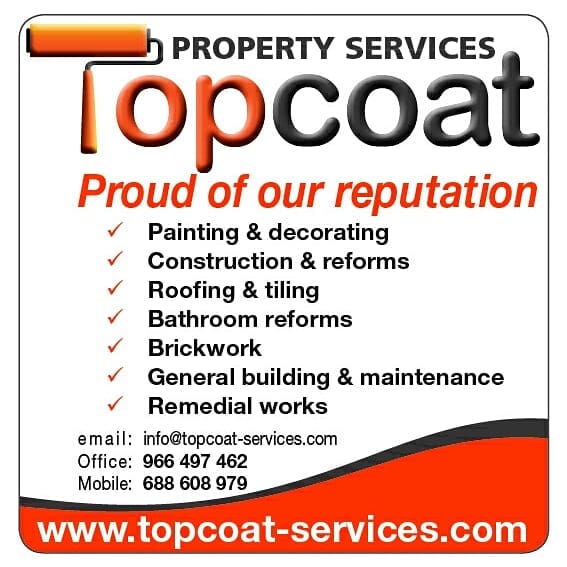 Topcoat Property Services - Villa Painters & Decorators Javea, Moraira, Calpe - Costa Blanca