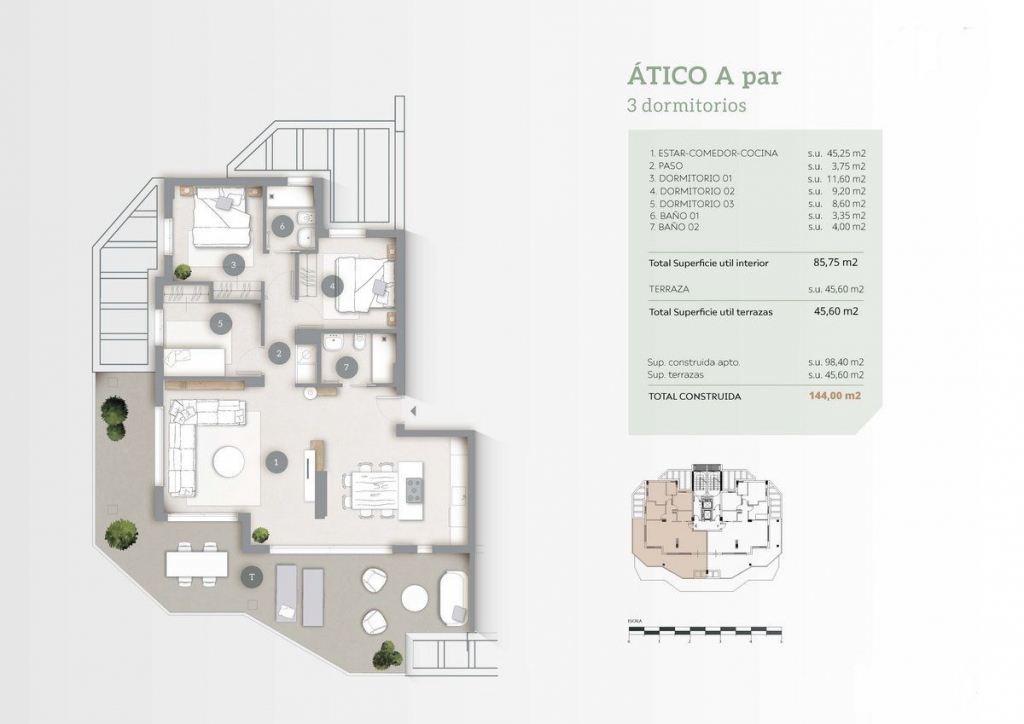 3 bed apartamento in Calpe