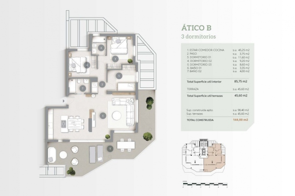 3 bed apartamento in Calpe