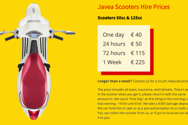 Javea Scooters - Scooter Hire in Javea
