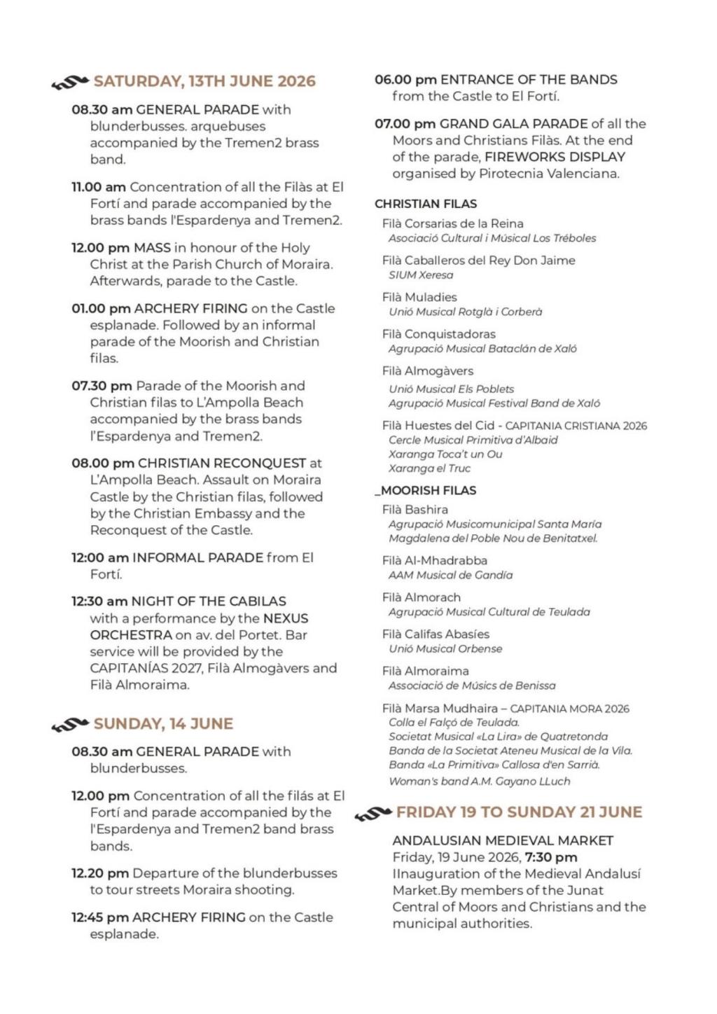 Fiestas in Moraira: Moors & Christians (June 2026)