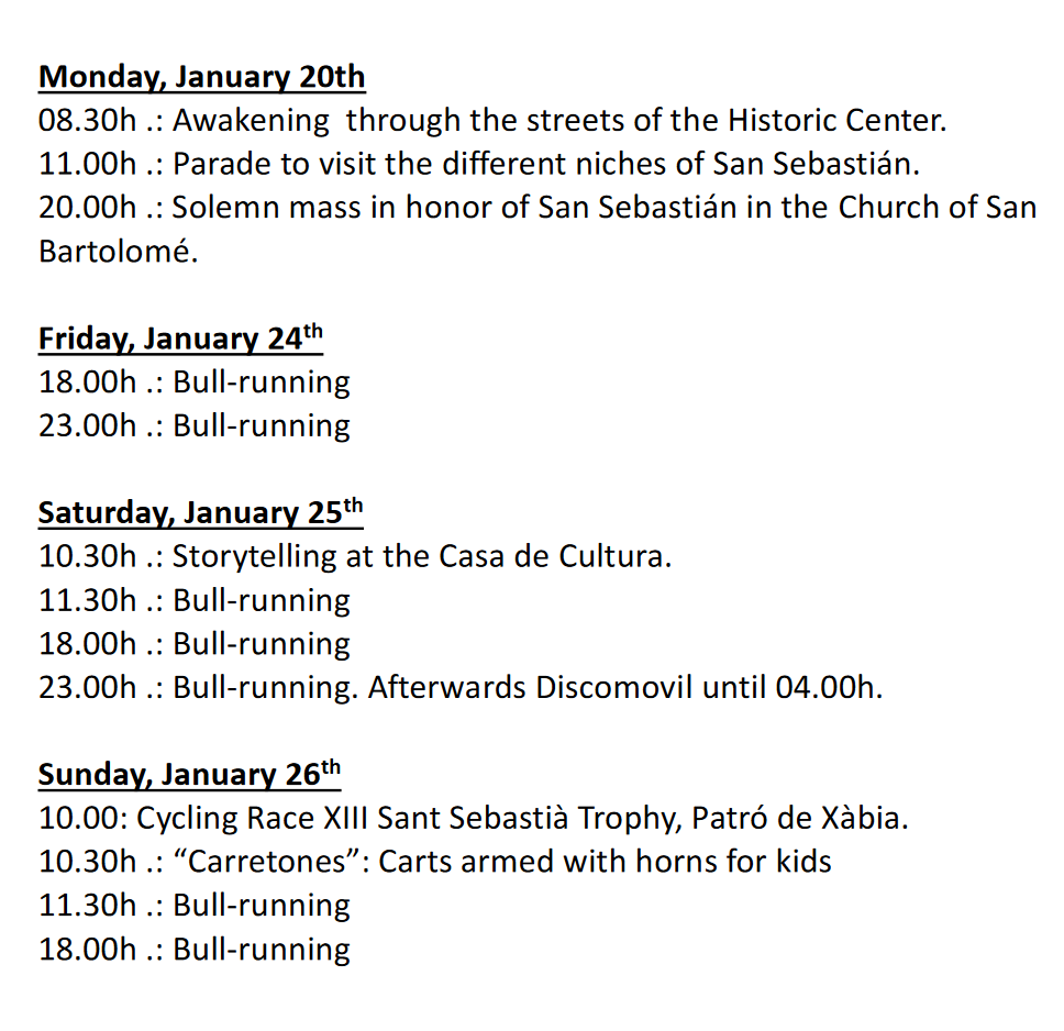 Fiestas in Javea: "San Sebastián" (January 2025)