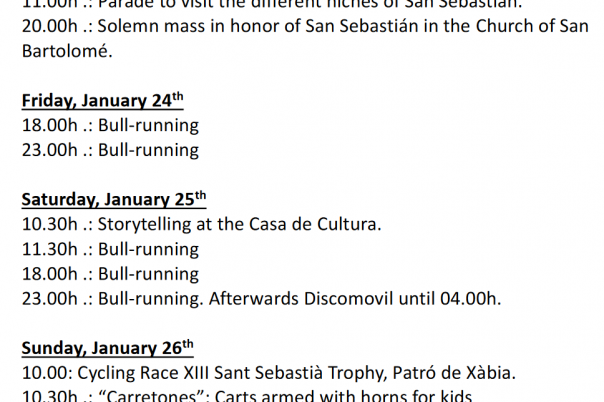 Fiestas in Javea: "San Sebastián" (January 2025)