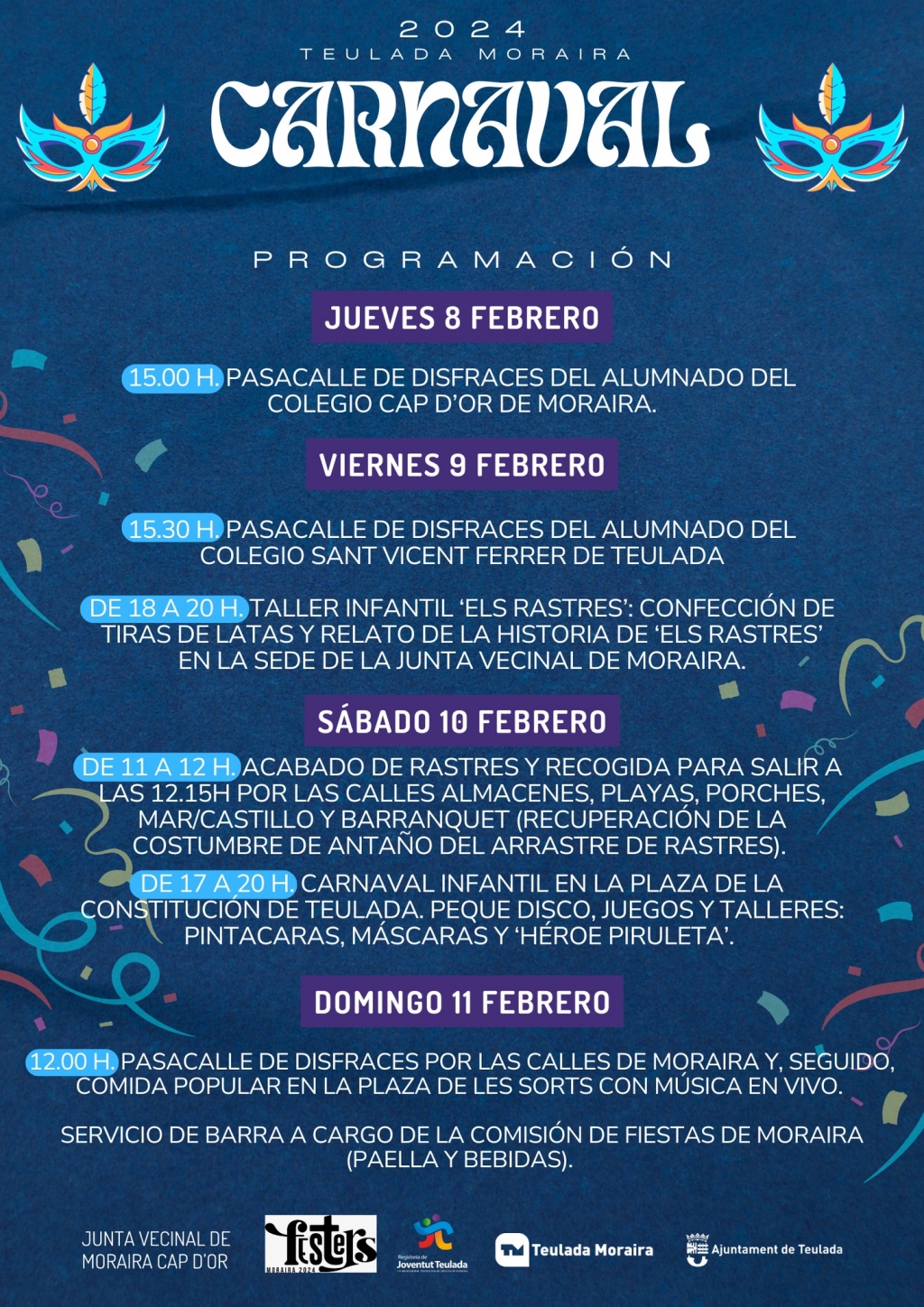 Fiestas in Moraira: Carnival 2026