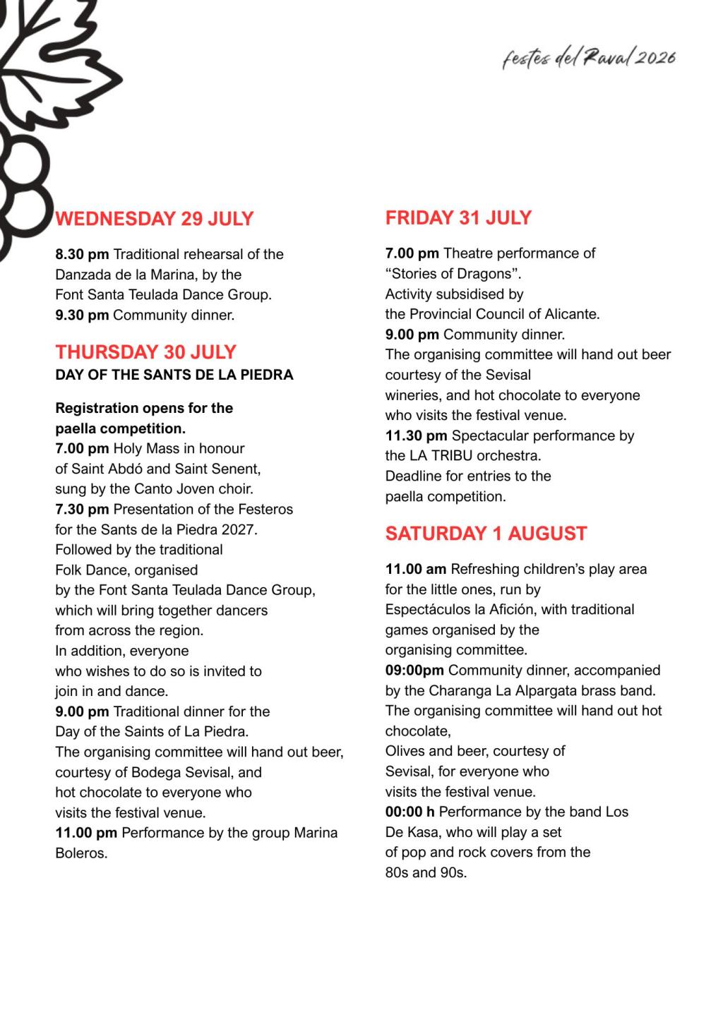 Fiestas in Moraira: "Els Sants de la Pedra" (24th July - 2nd August 2026)