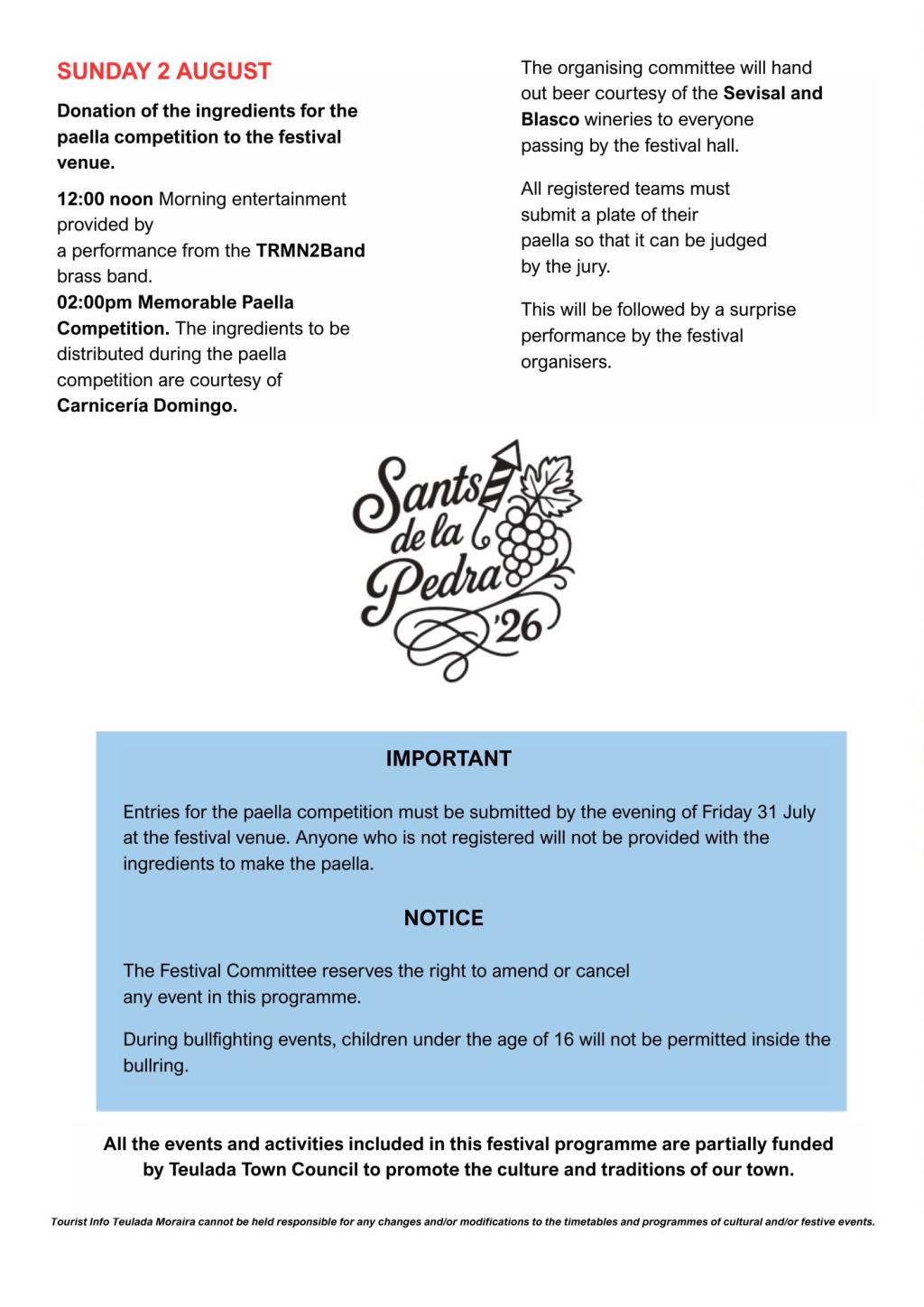 Fiestas in Moraira: "Els Sants de la Pedra" (24th July - 2nd August 2026)