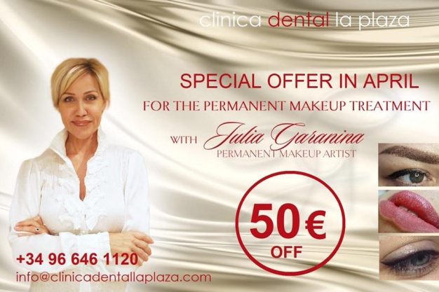 Special offer on Permanent Make Up Treatment in April from Clinica Dental La Plaza