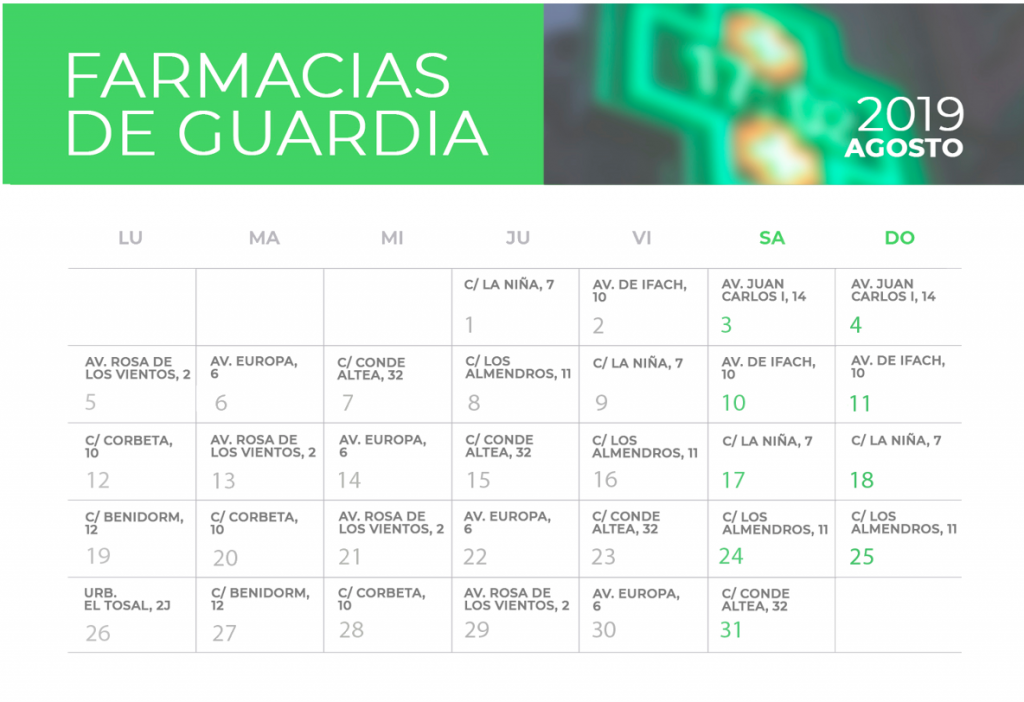 Current List of Emergency Chemists in Calpe