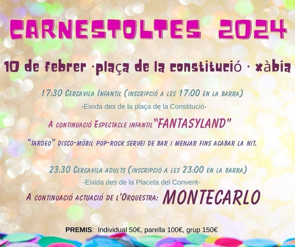 Fiestas in Javea: Carnival - Carnestoltes Xabia (March 2025)