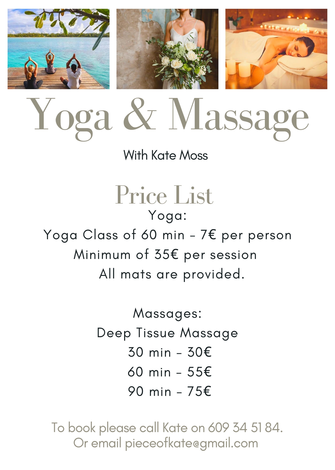 Complement your holiday with a Professional Massage in your Villa with Kate Moss