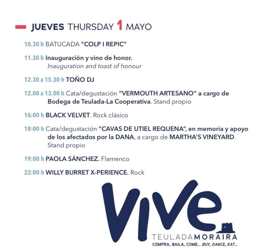 Festivals in Moraira: "Vive Teulada" Gastronomic & Shopping Festival (May 2025)